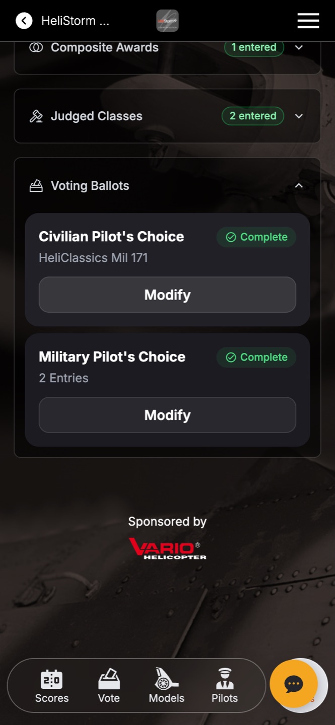 The Voting Ballots section — enter a model to appear on the ballot.