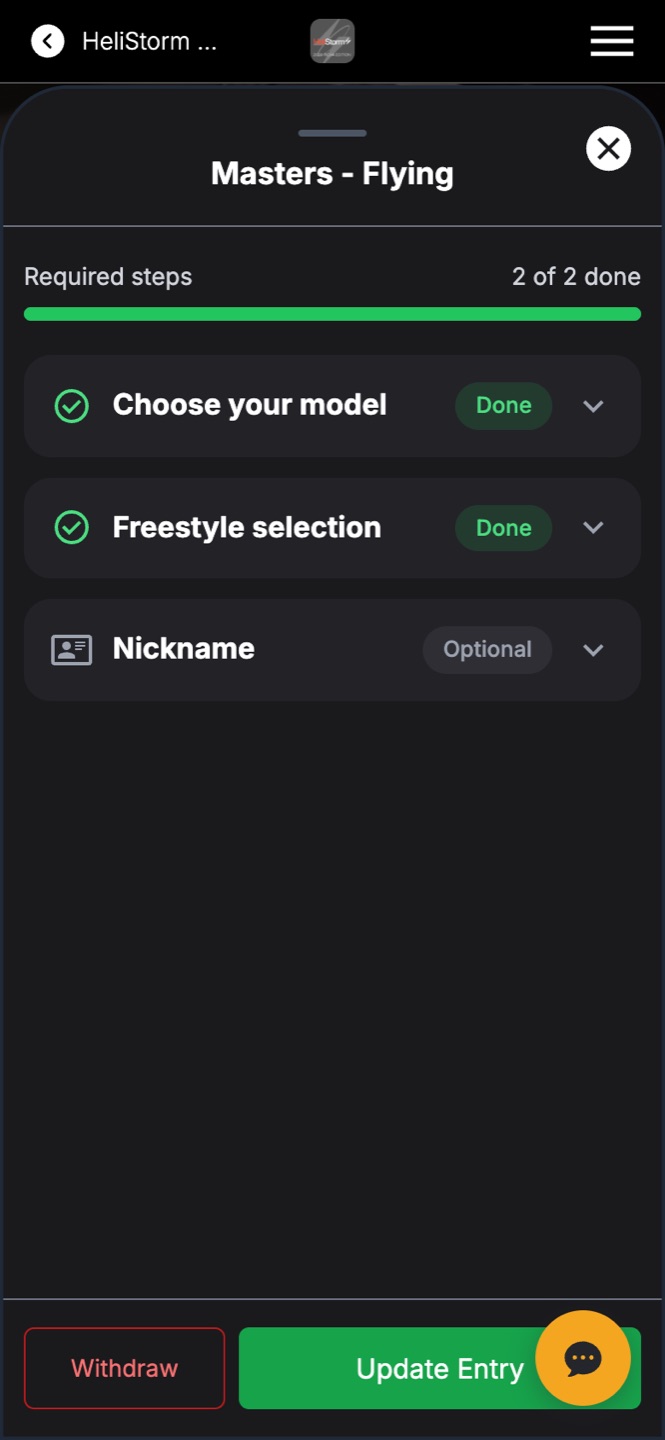 The guided entry panel: required steps, progress bar, and a checklist that turns green as they go.
