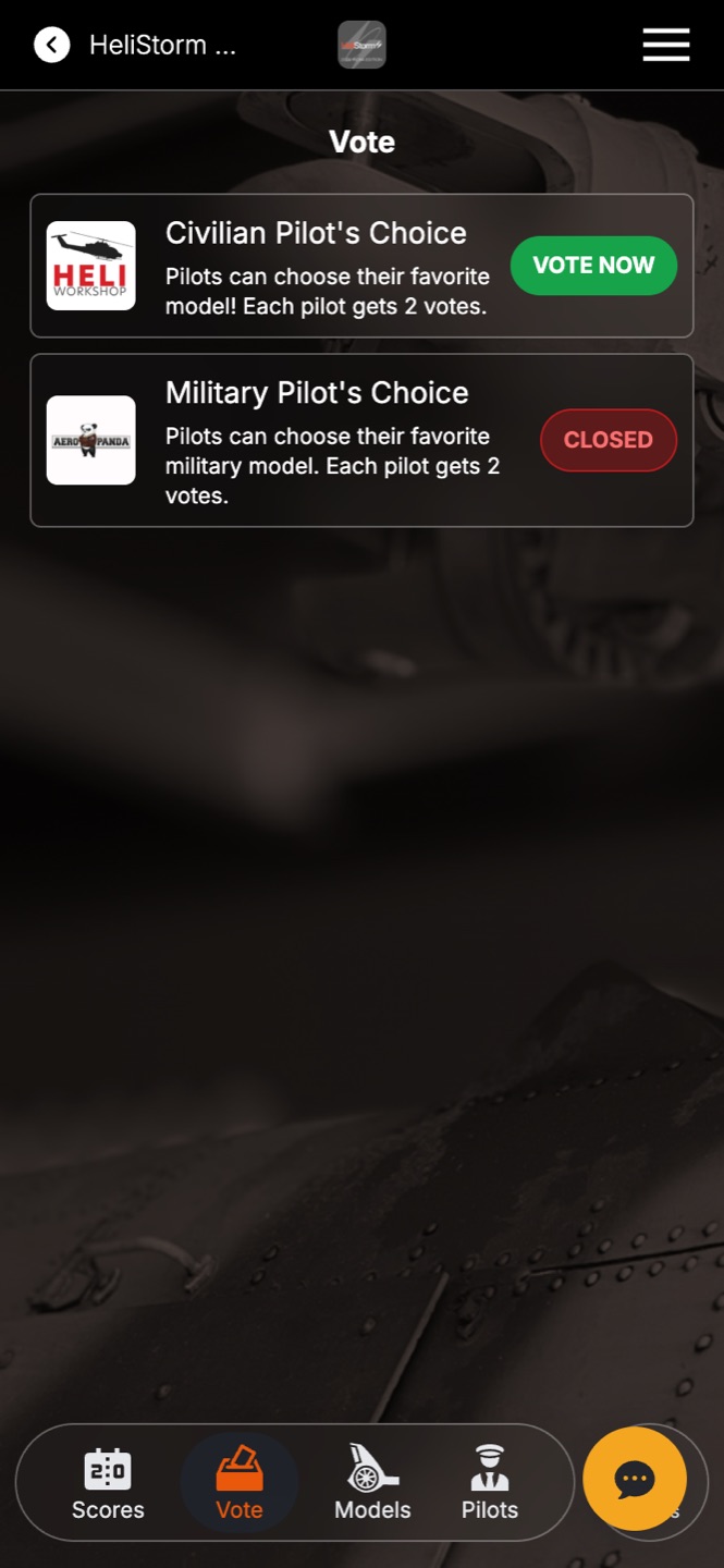 The Vote tab: open ballots say VOTE NOW; closed ones say so.